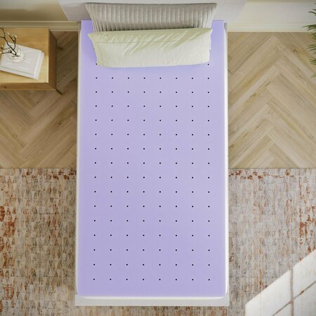 FLASH FURNITURE Capri Comfortable Sleep 3-in Lavender Infused Twin Memory Foam Mattress Topper w/Ventilated Design HLC-LAV-TWIN-3-GG